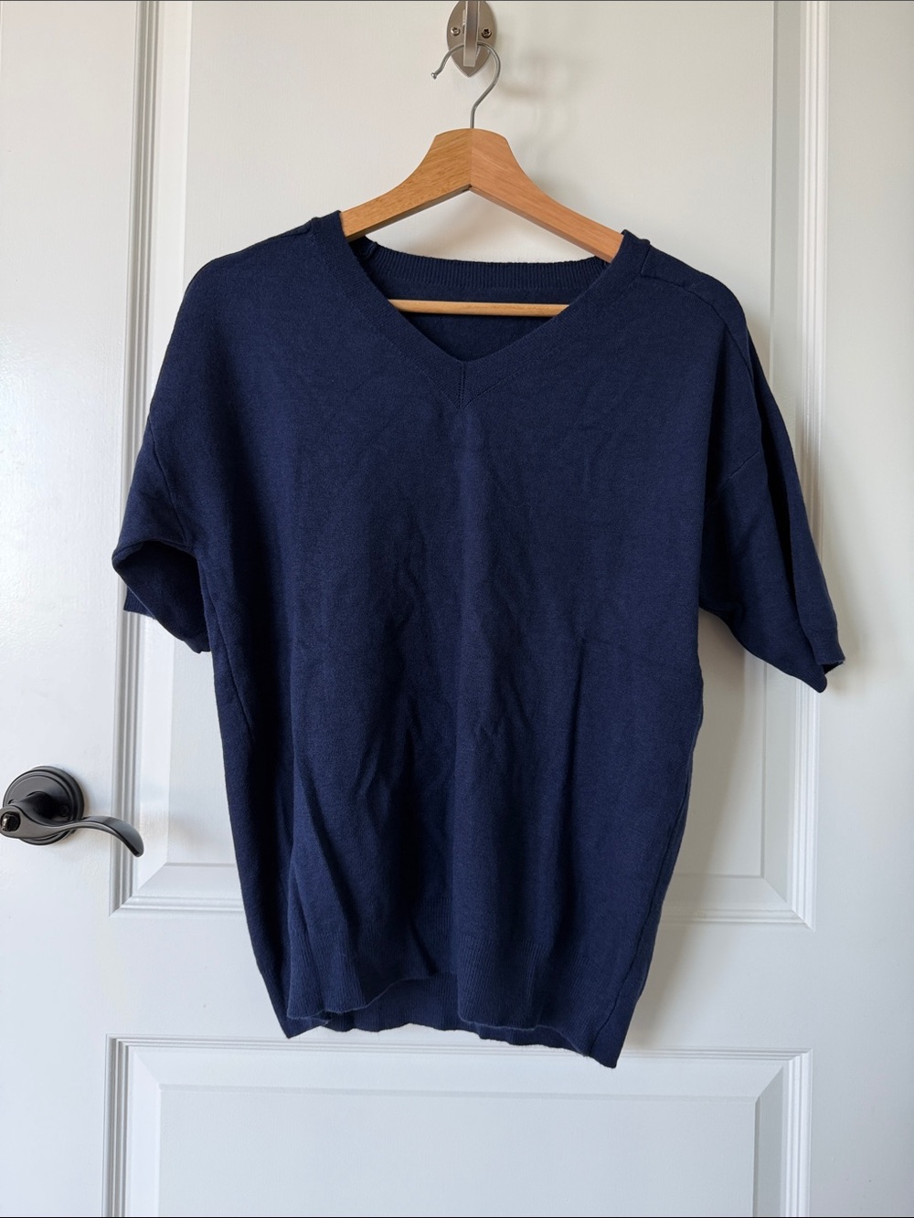 Navy V-Neck Half Sleeve Sweater